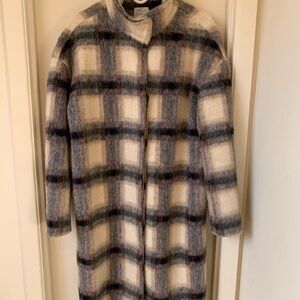 Cyrus Plaid Teddy Jacket in Cream and Black